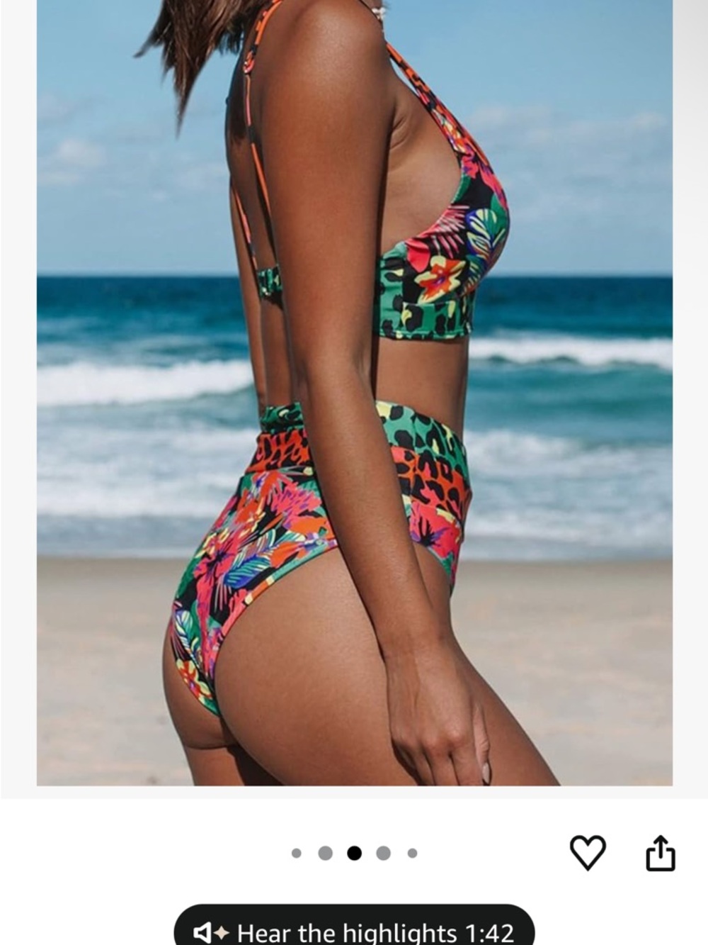 Tropical Leopard Print High-Waist Bikini Set - Multi from Amazon brand Hilinker - Picture 3 of 5